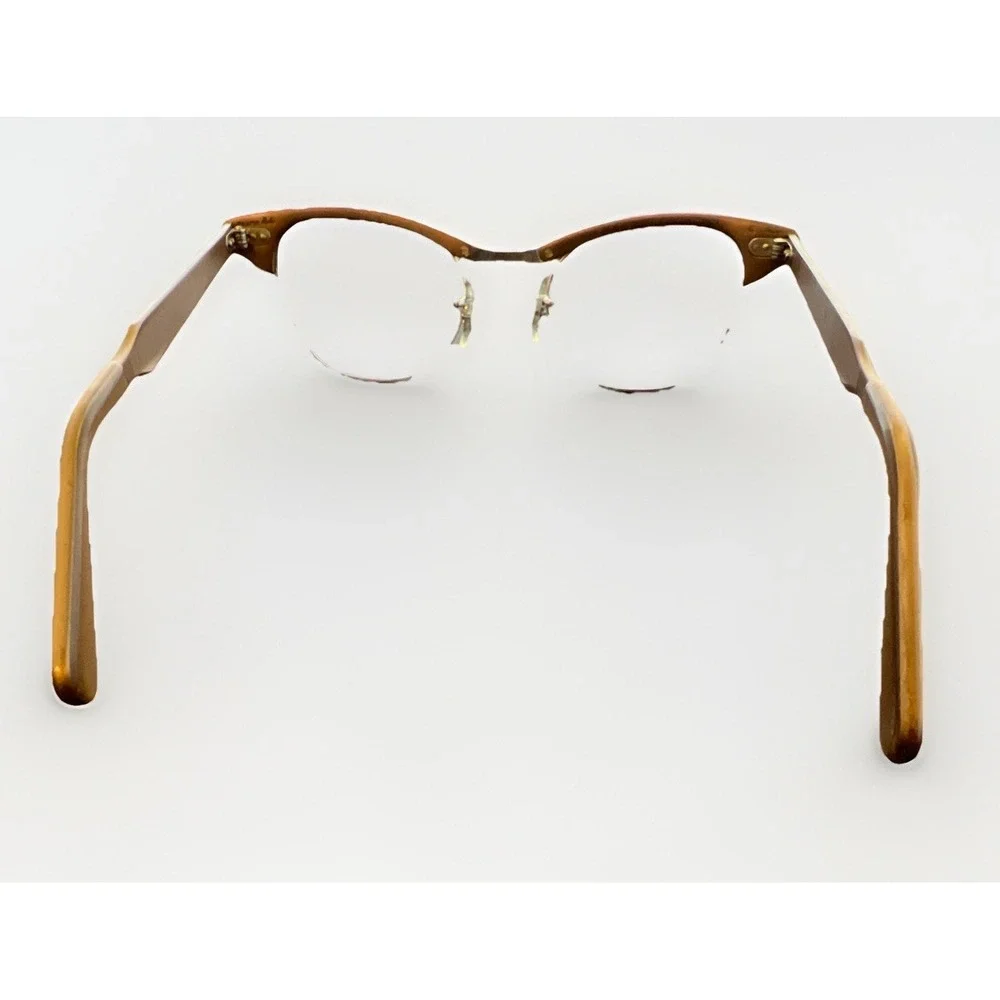 VTG Imperial Cat Eye Glasses frames ONLY 5 1/2 floral aluminum 50's 60's Bronze